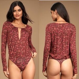 Free People Kaya Print Cutout Thong Bodysuit Floral Print. Size S
NWOT